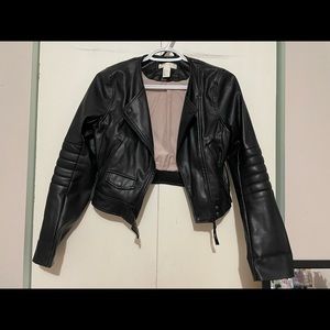 Cropped H&M Black Leather Jacket